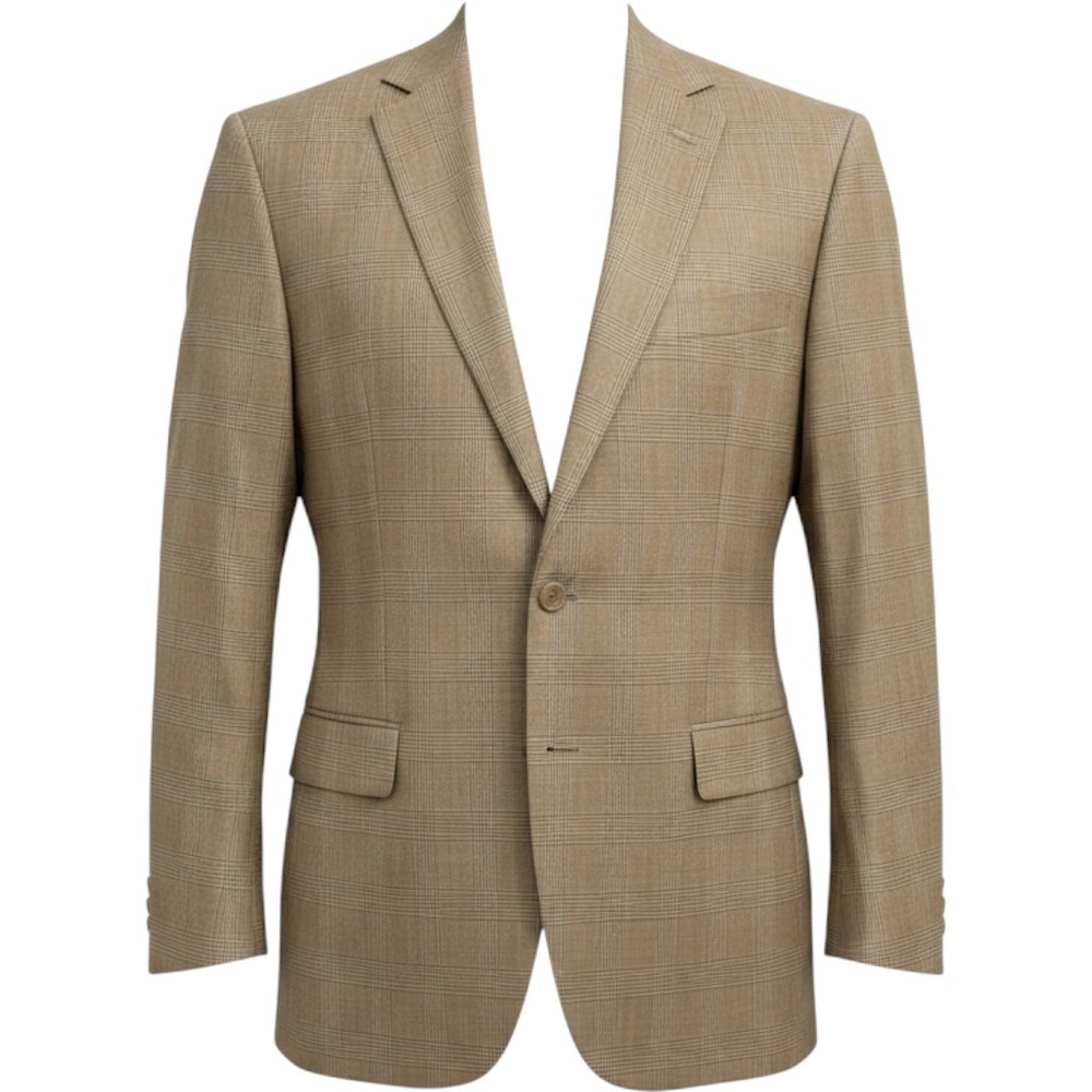(CL) Bocaccio Uomo Mens Tan Glen Plaid Two Button Blazer Sport Coat 48L NWOT